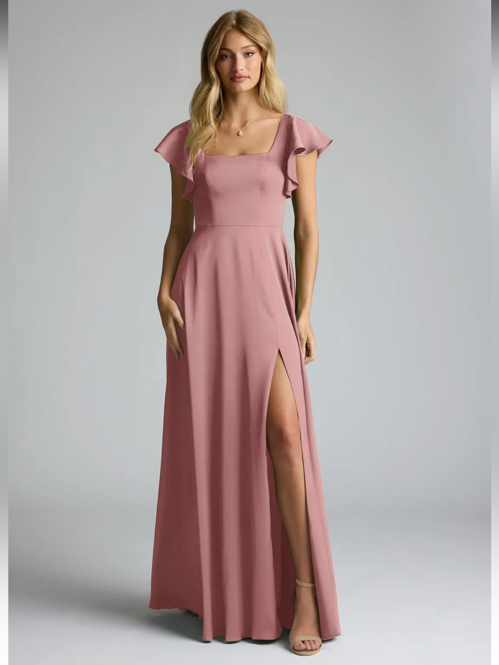 Azazie Bondi - Dusty Rose Satin Stretch